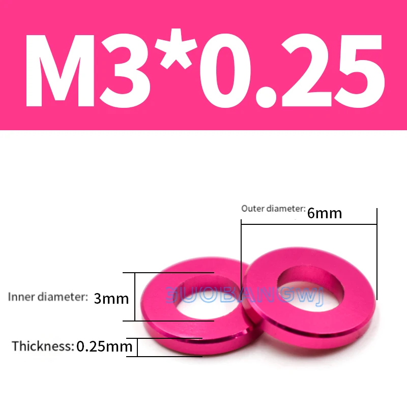 Colorful Aluminum Alloy Flat Washer Round Spacer Shim for Gap Adjustment Thickened Decorative Washer M3-M10 Mechanical Parts DIY