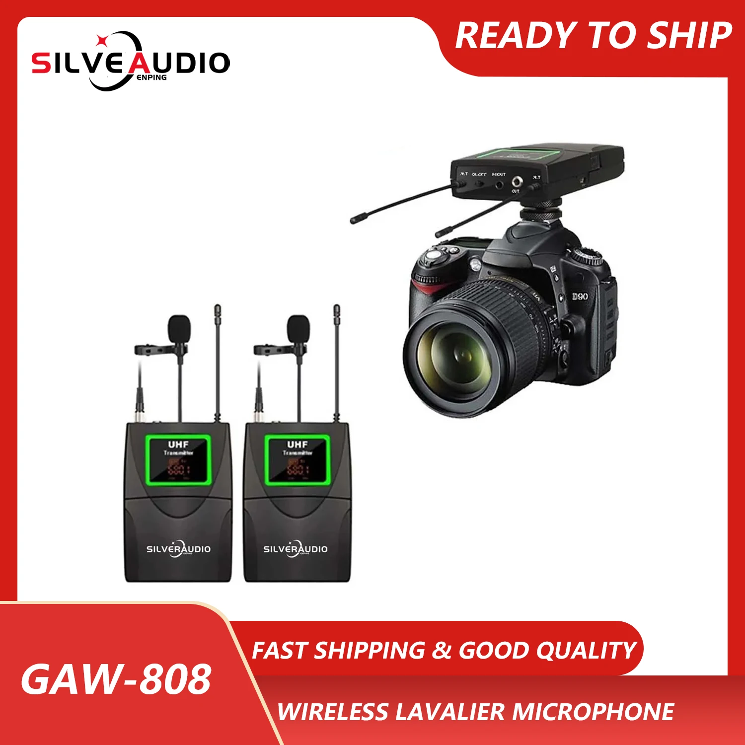 

GAW-808 Wireless Microphone System With Lavalier Microphone Can Be Used With Mobile Phone Camera Video Camera
