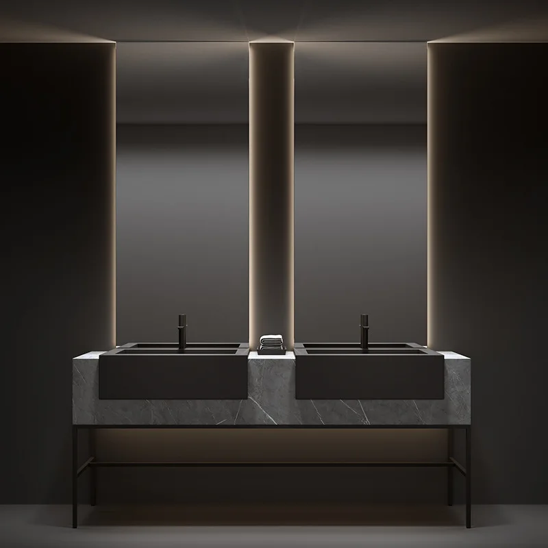

Shuangbasin Hotel Minimalist Slate Integrated Basin Bathroom Cabinet Combination Toilet Washbasin Washbasin Pool