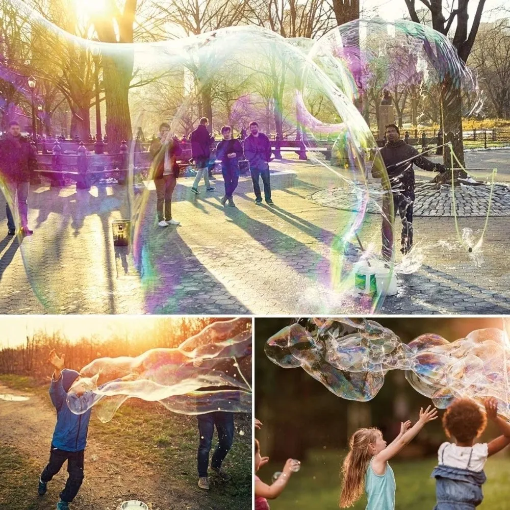 Cuerda de burbujas de doble polo, círculo de burbujas ajustable escalable, jabón mágico telescópico, palo de burbuja para actividades al aire libre