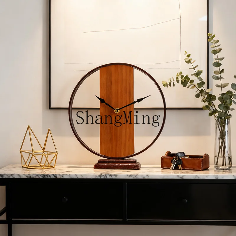 

SM solid wood desktop clock fashionable desktop pendulum desktop silent decorative desk clock modern simple ornament