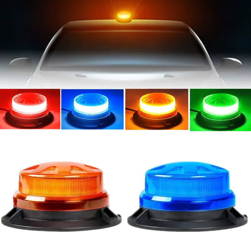 LED Emergency Traffic Strobe Light Car Truck Roof Top Warning Light Magnetic Base Flashing Beacon Lamp 12V 24V for Vehicle