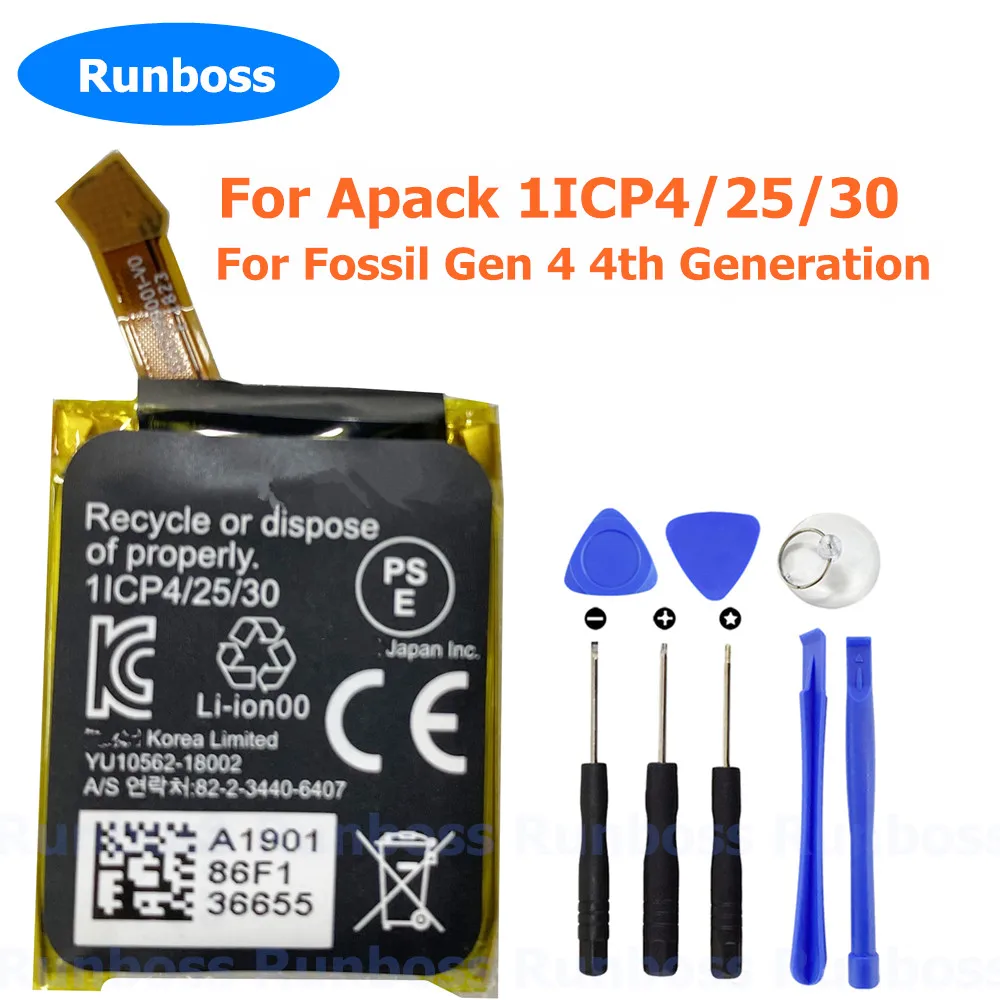 Battery For Apack 1ICP4/25/30 300mAh Original High Quality For Fossil Gen 4 4th Generation Smart Watch Phone Batteries add tools