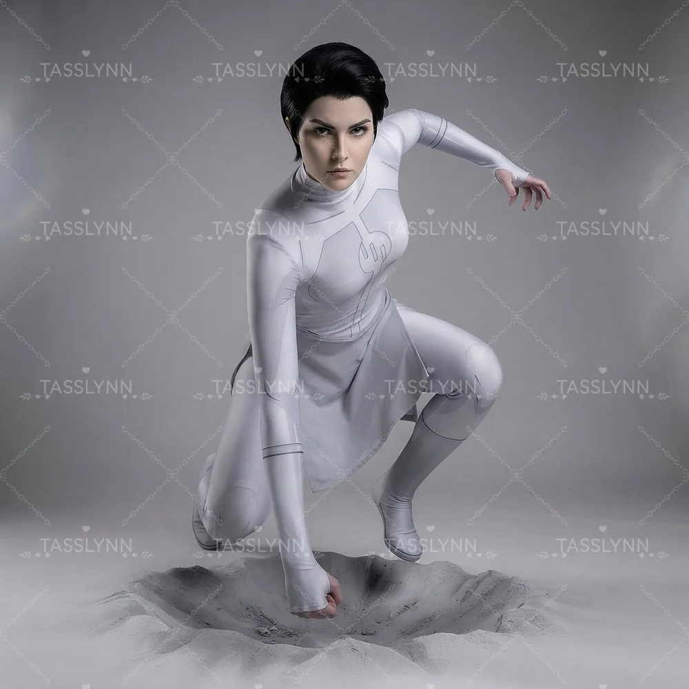 Eve Invincible Cos Costume, Full‑Coverage Zentai with Integrated Gloves Foot Covers & Skirt for Comic‑Con view 2