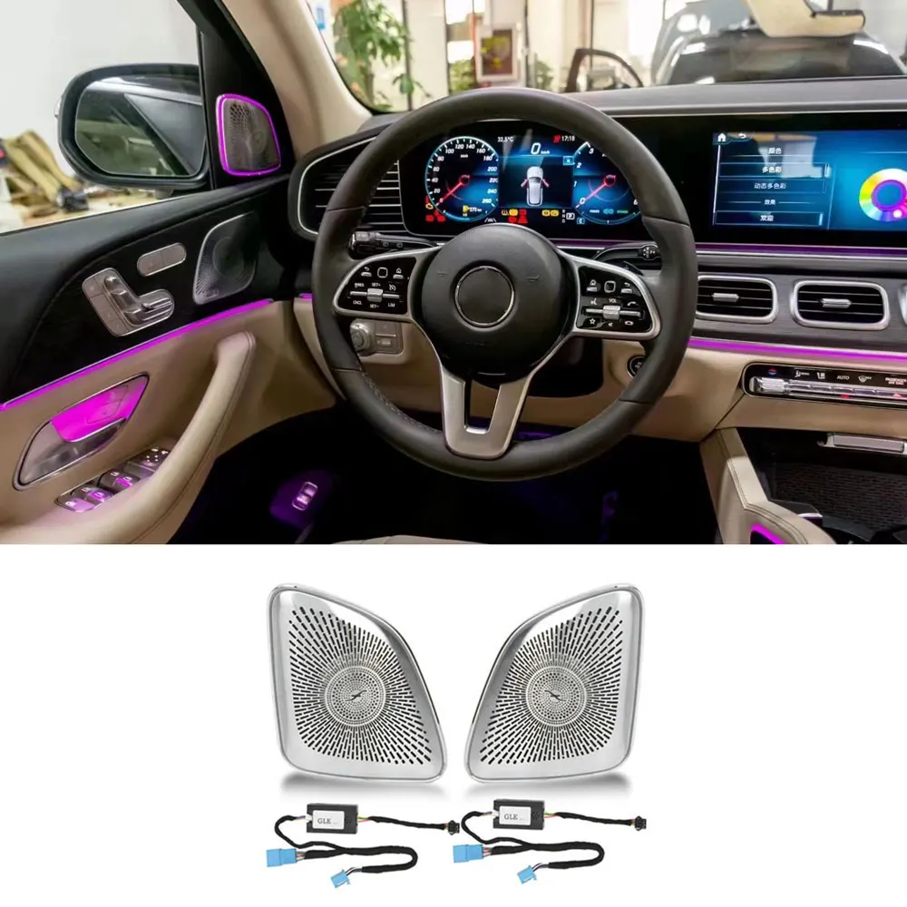 64-color A-pillar LED tweeter cover for Mercedes-Benz GLE GLS-Class W167 x167 2020+  internal LED ambient light