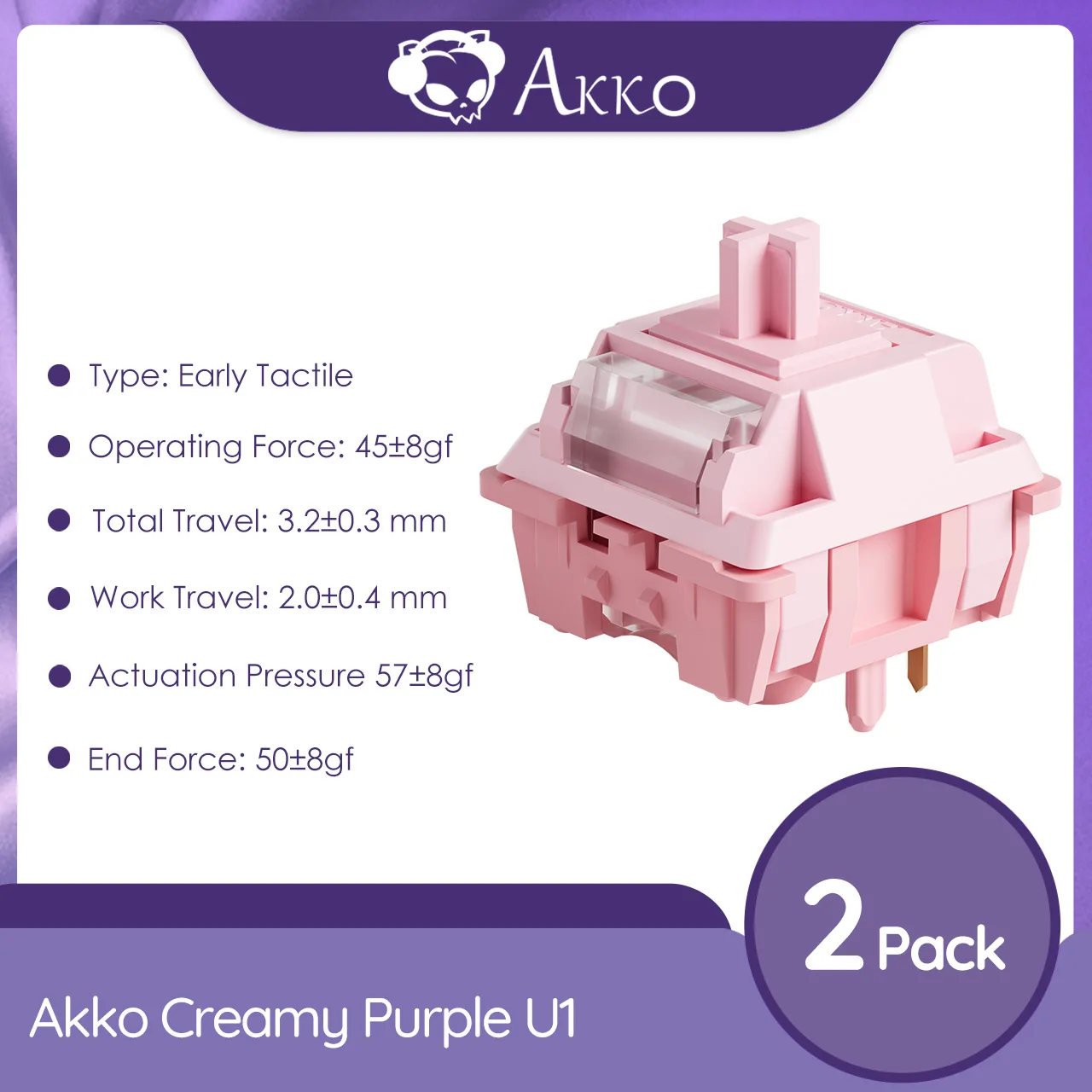 Akko Tactile Mechanische Toetsenbordschakelaar U1 Serie Crème Paars