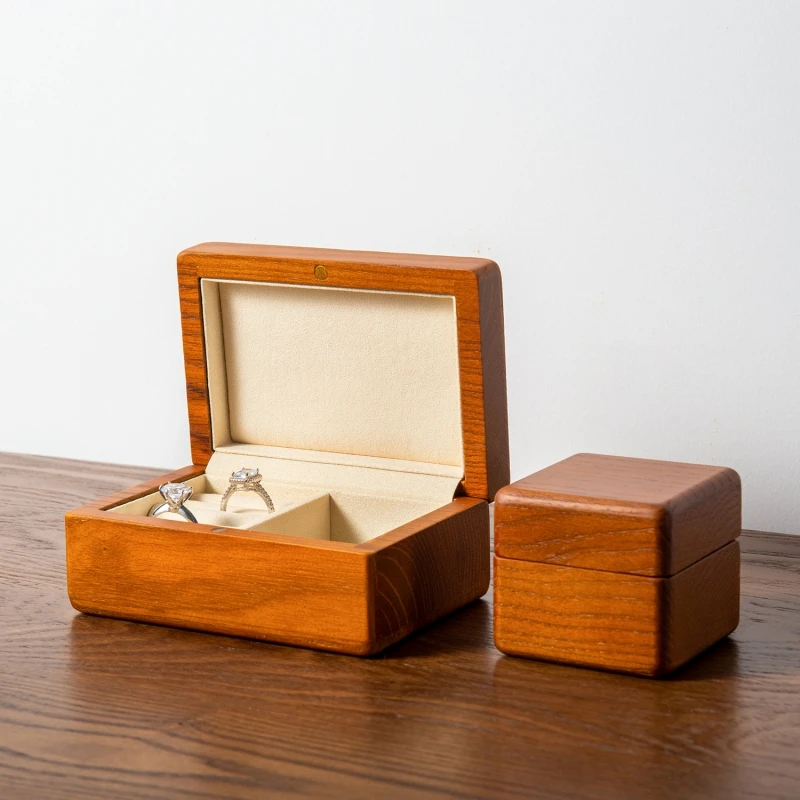 Oirlv Wooden Jewelry Box Storage Ring Earring Watch Solid Wood Couple Ring Box 2 Layer Wooden Jewelry Box Small Jewelry Boxes