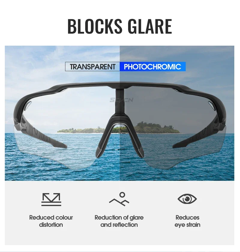 SCVCN Photochrome Sonnenbrille Radsportbrille MTB Fahrradbrille Herren Sportbrille Laufbrille UV400 Schutzbrille – Detail 7
