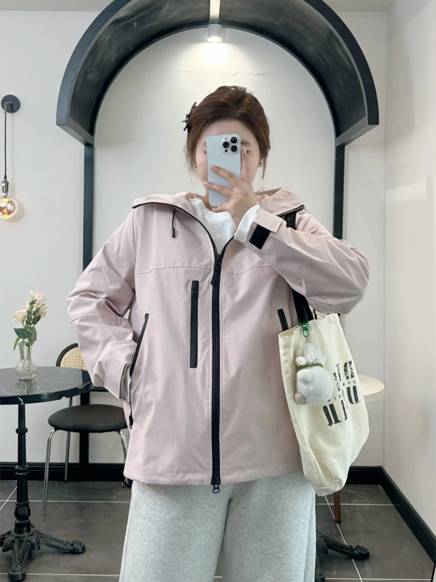 

plus Size Women's Jacket Hooded Spring New Style Slimming Versatile Fat MM Fashion Short Coat Casual Commute Loose Fit Polyes...