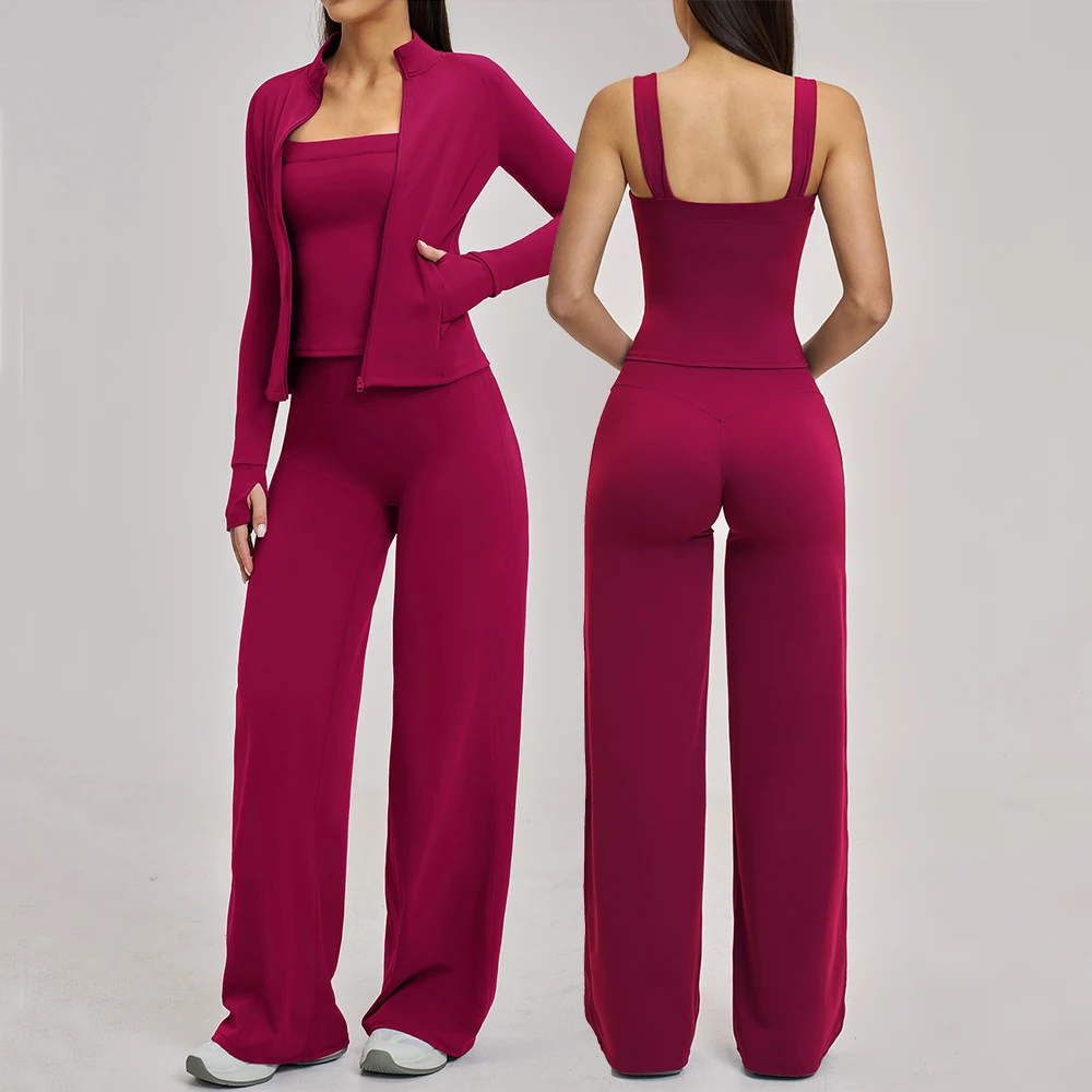 2/3PCS Women's Tracksuit Yoga Set Workout Long Sleeved Sportswear Gym Clothing High Waist Leggings Fitness Outfits Sports Suits