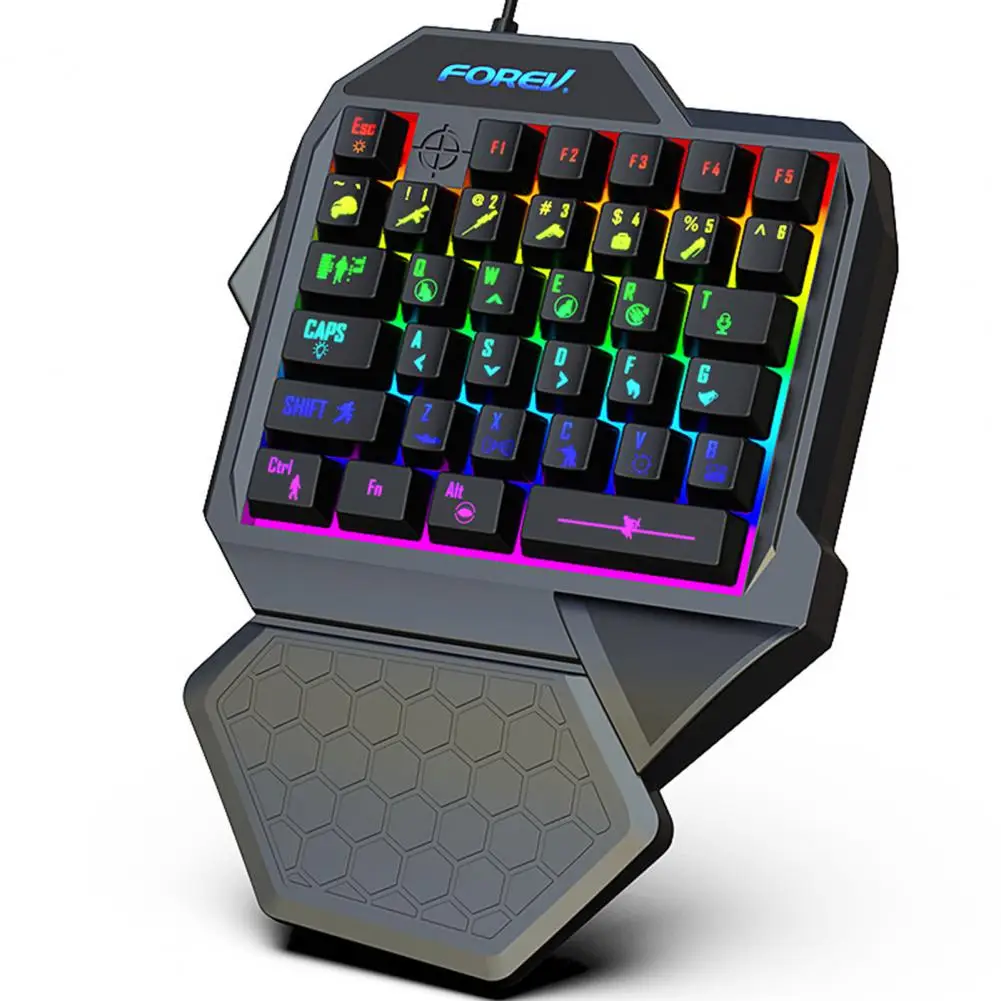 Mini teclado mecánico para jugar con cable RGB de 35 teclas, interruptor de teclado para jugar con una sola mano, controlador de juego de roscado para jugadores de 35 teclas para ordenador, PC y portátil