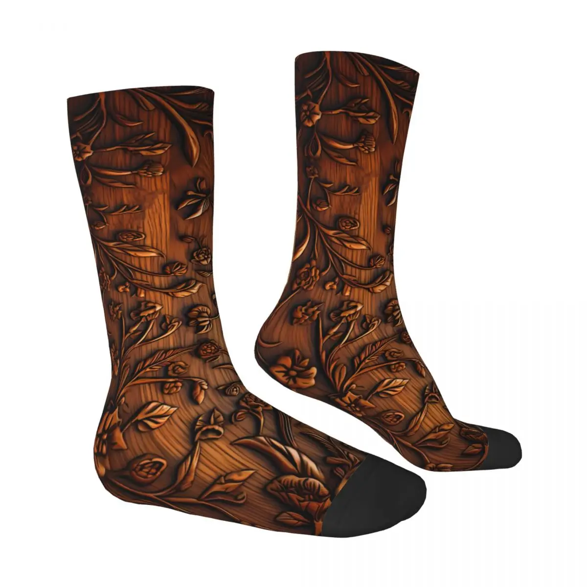 Carved Pattern Sock Printed Man Polyester