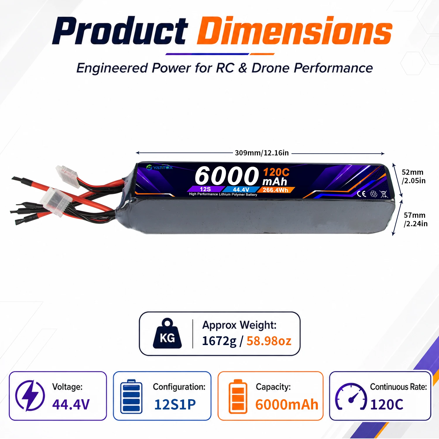 แบตเตอรี่ Yattox 12S 6000mAh 1 - Rc Helicopter Large บทวิจารณ์และราคา