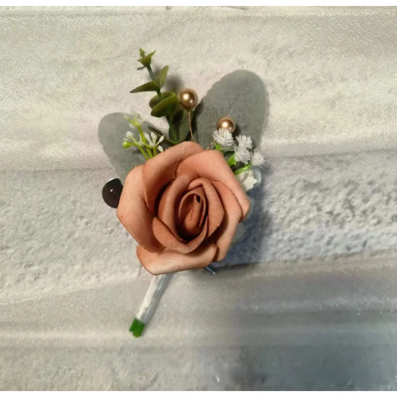 Vintage Roze Bloemen Groomsman Bruiloft Accessoires Boutonnière Homme Mariage