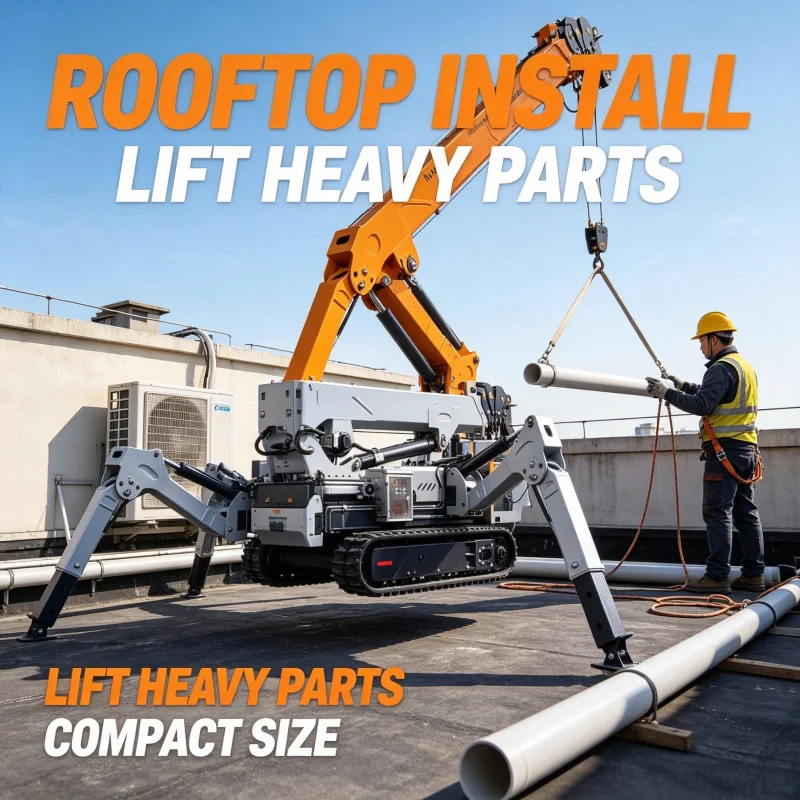 Hydraulic 3t Spider Crane Tracked Undercarriage Mobile Hoist For Memorial Installation Narrow Cemetery Operations