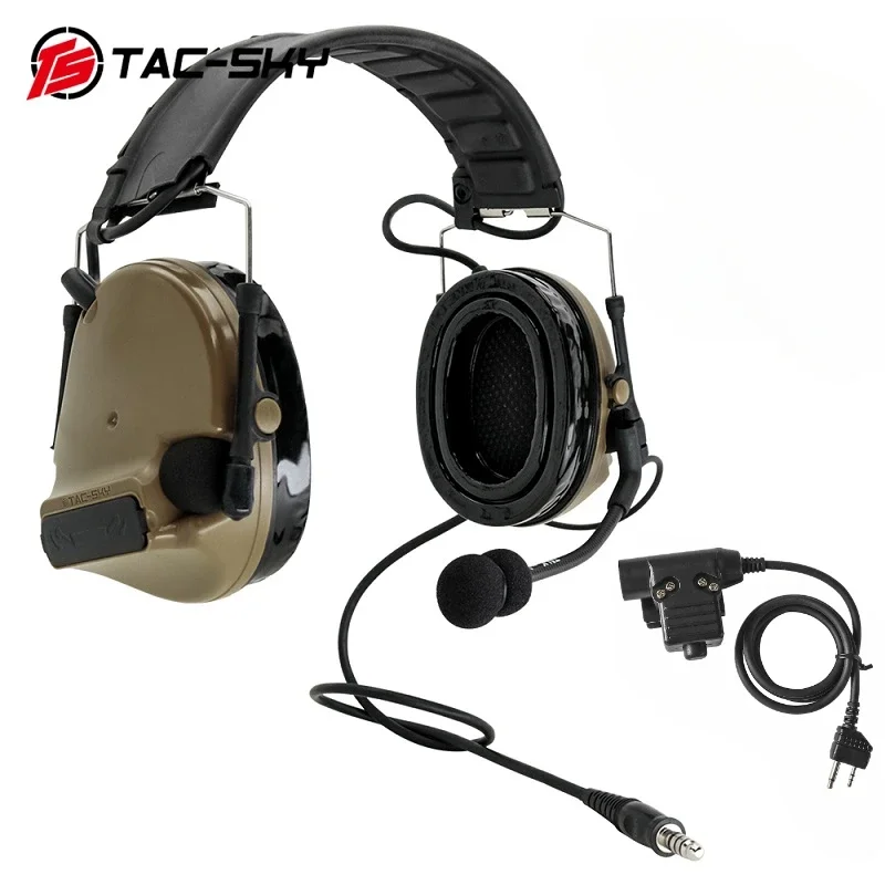 TAC-SKY Military TSCIII Tactical Headset Hearing Protection Pickup Noise Cancelling Headphone With Tactical ptt for Midland