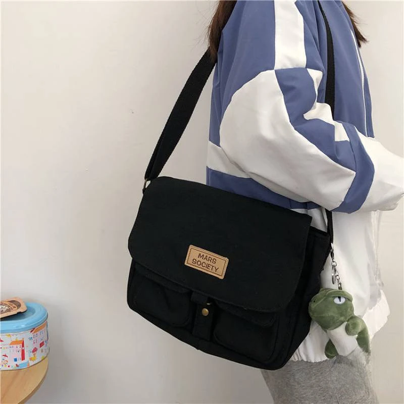 Women Canvas Bag Japanese Harajuku Youth Messenger Bag Female Korean Students Handbags Shoulder Bag Vintage Crossbody Bags Sac