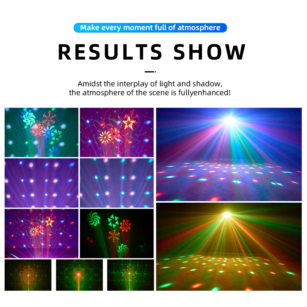 DJ كشاف إضاءة للحفلات ديسكو الكرة 5 في 1 مصطربة ضوء الإسقاط التحكم التعريفي ضوء المرحلة DMX التحكم الأسرة حفلة كرنفال #4