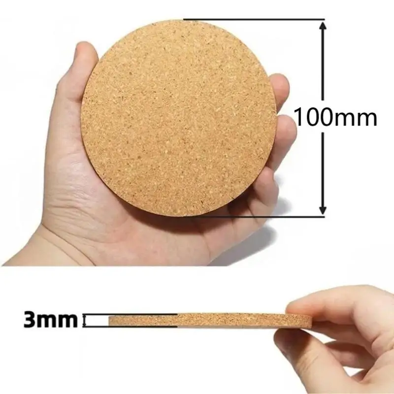 10 PCS Cup Mat Natural Round Wooden Pad Durable Non-Slip Cork Coaster Tea Coffee Mug Drinks Holder For Table Decor DIY Tableware