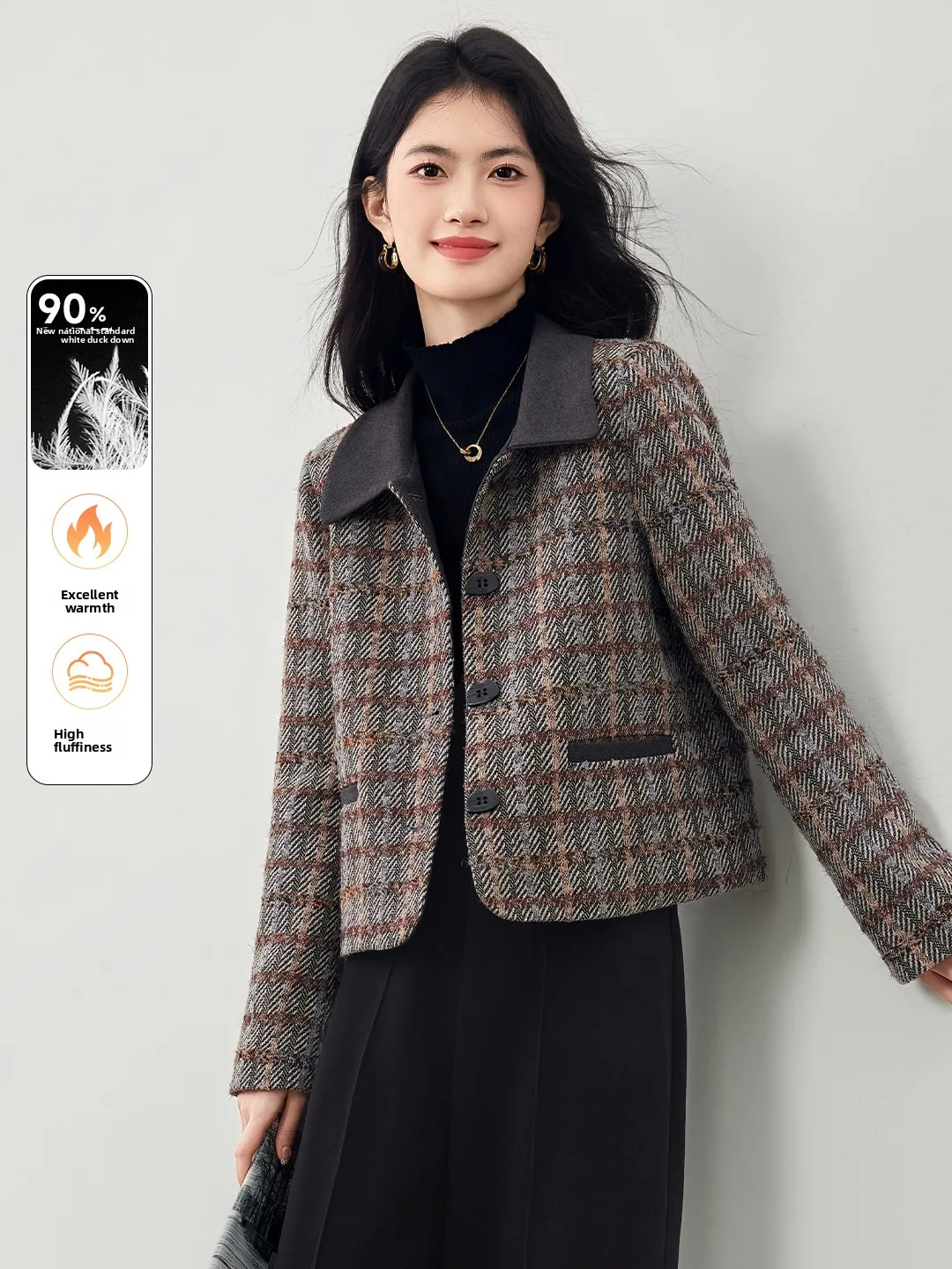 

Женская короткая стеганая куртка Xin Fei Yu с 90% белым утиным пухом, модная зимняя верхняя одежда для города