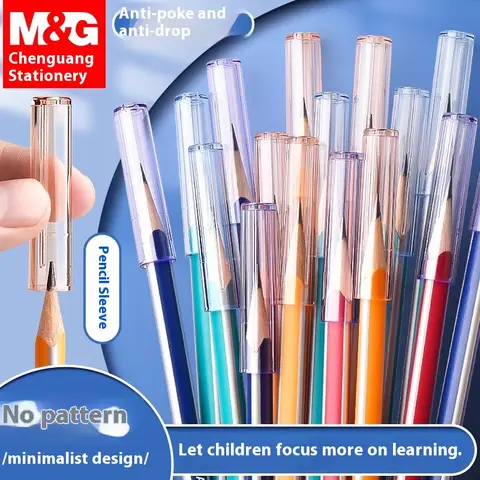 Bilashmart M&G Clear Pencil Protector, Student Wooden Pencil Protector, Pencil Extender for Elementary School Students