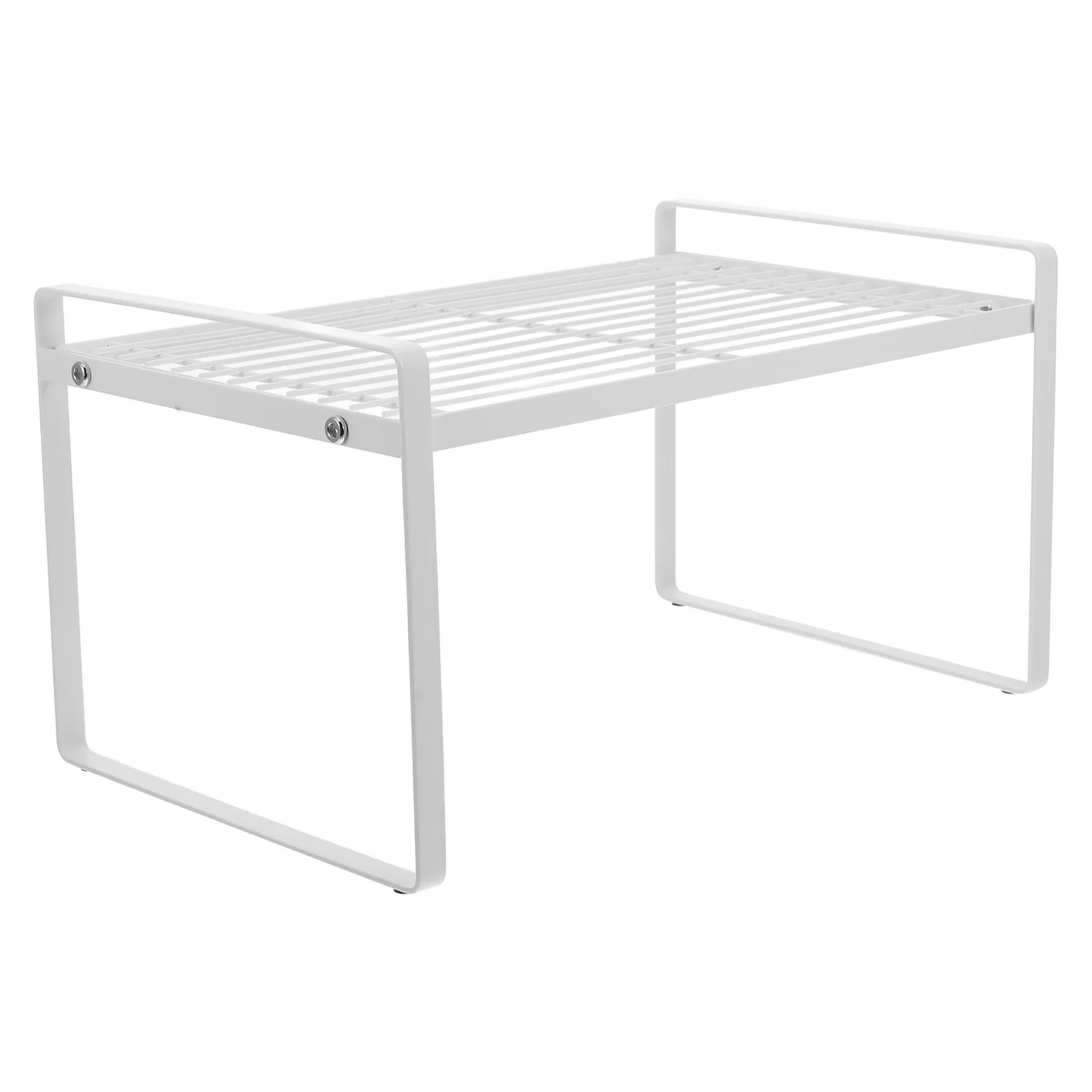 Kitchen Wrought Iron White Small Layered Storage Rack High Feet Single Layer Design for Home Restaurant Seasoning Bottle Pot