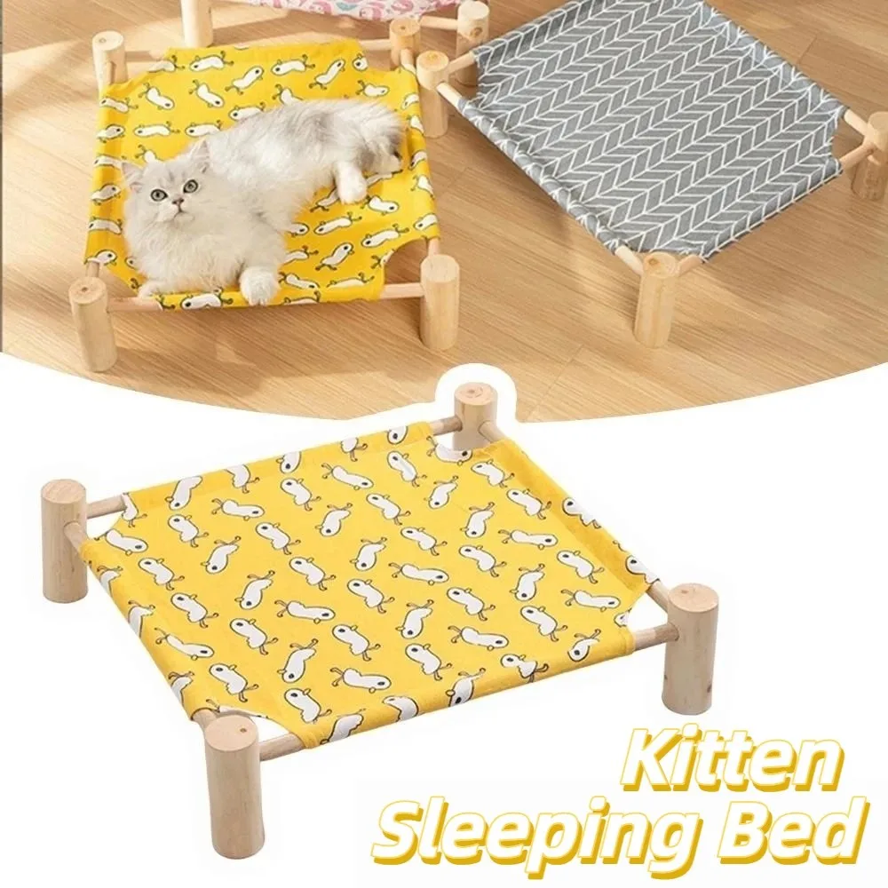 

Comfortable Wood Pet Camp Bed Detachable Breathable Kitten Sleeping Bed Durable Sturdy Cat Hammock Bed Kitten Accessories