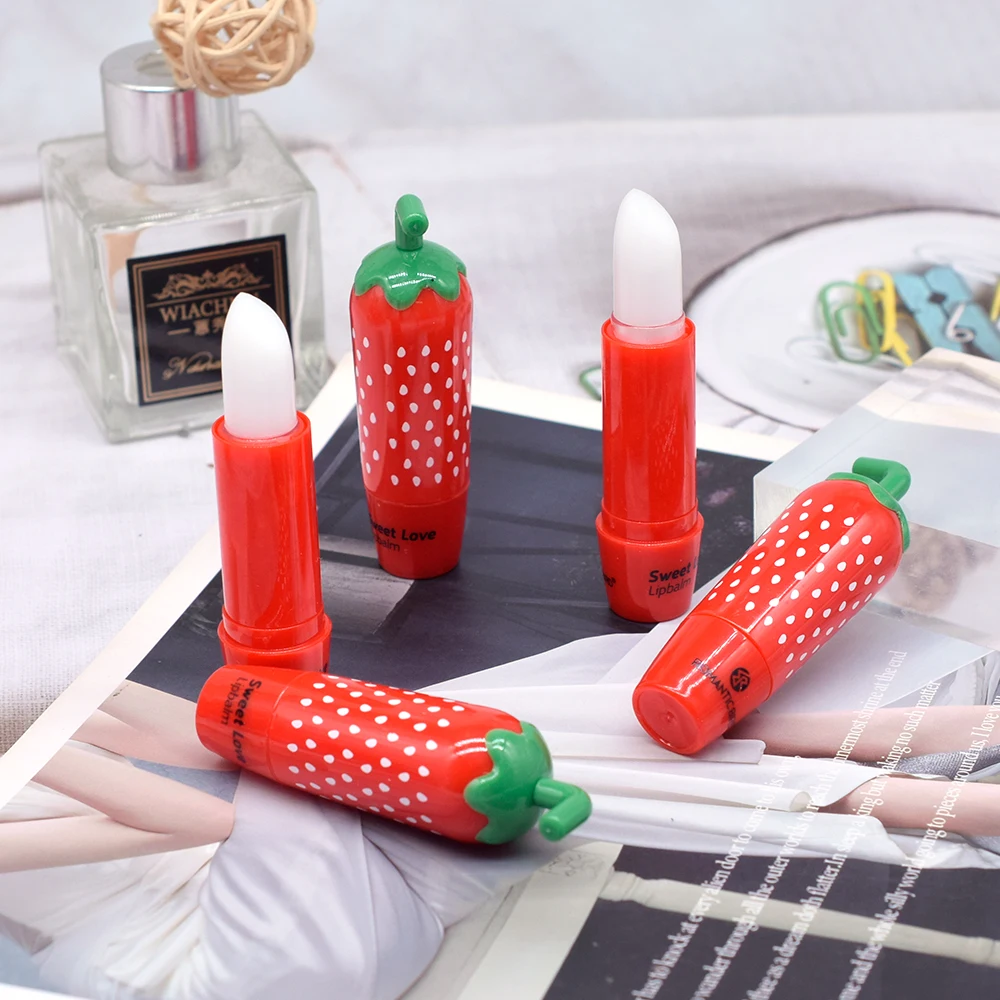 Bálsamo labial con diseño de fresa para niños y niñas, juego de 24 piezas de bálsamo labial hidratante transparente con sabor a frutas, cuidado de los labios, regalos de fiesta, venta al por mayor