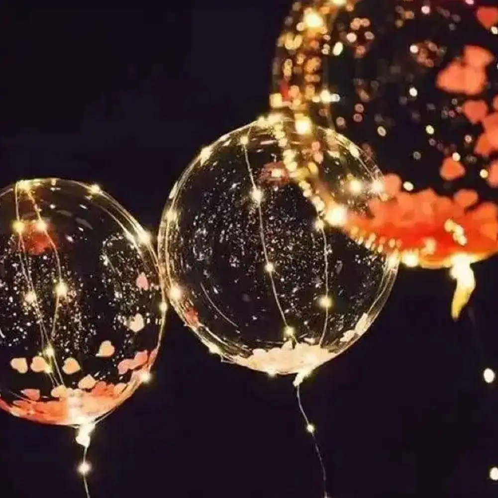 3 Stück LED-Luftballons, leuchtende Luftballons, leuchtende Wackelkugel, warmes Licht, bunte LED-Party-Dekoration mit Ein-/Aus-Schalter