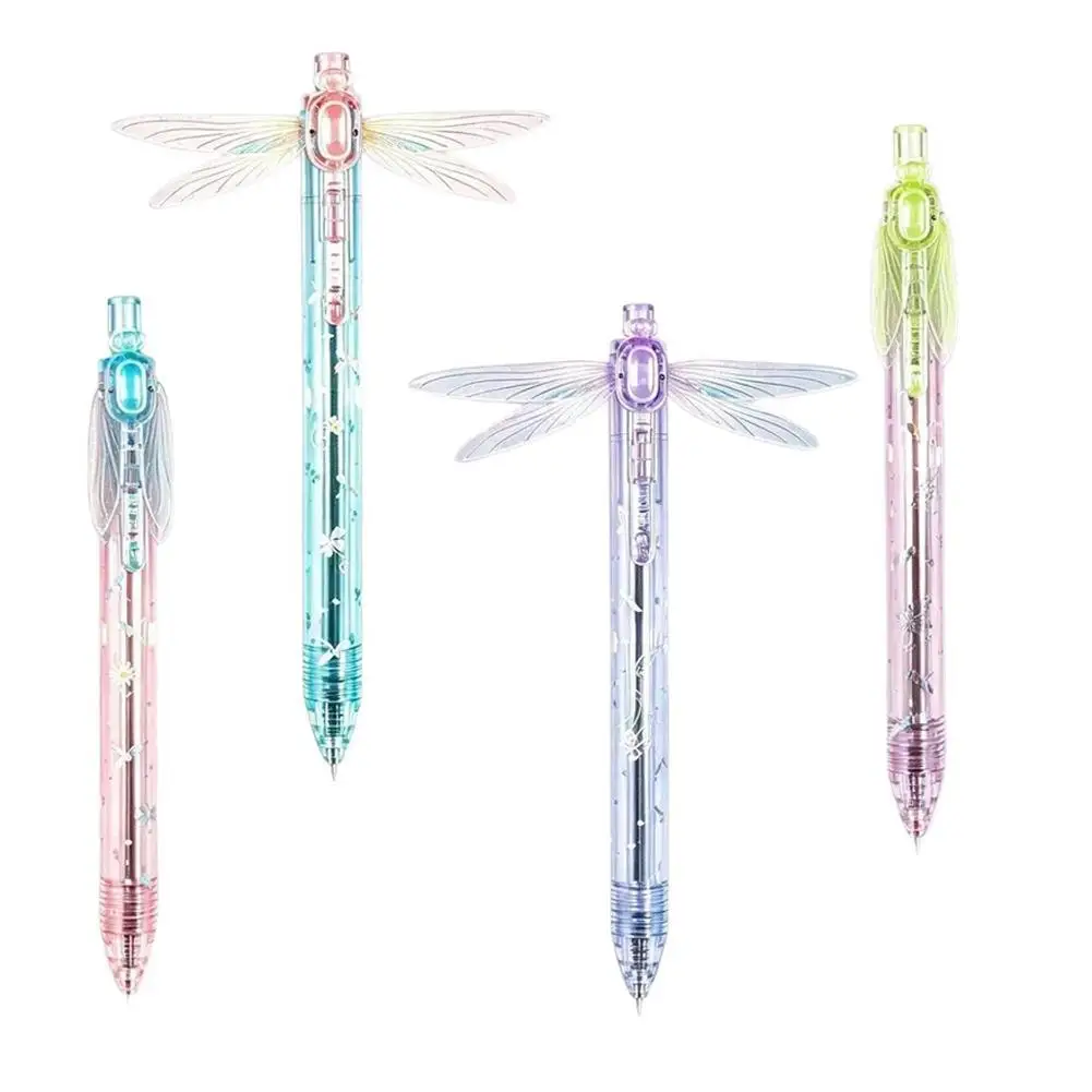 Retractable Dragonfly Gel Pen With Quick Drying Black Ink And Transparent Barrel For Classroom Notes And Daily Homework Writing