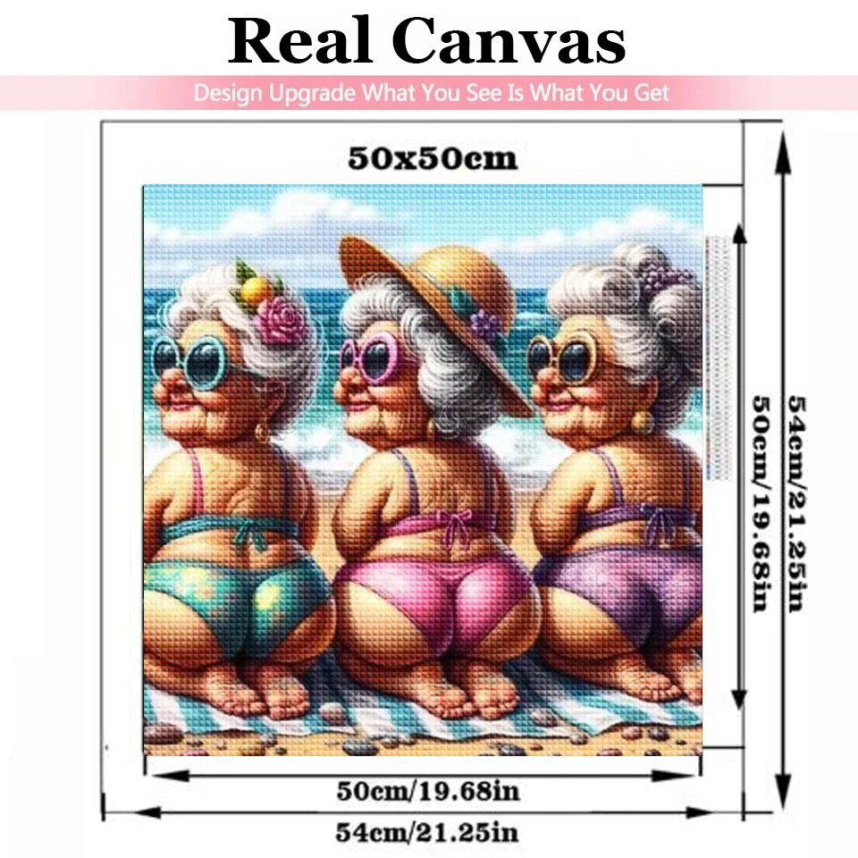 Fashion Grandmother Sister Diamond Painting New 2024 Beach Amazing Swimsuit Granny 5D DIY Mosaic Embroidery Cross Stitch Kits