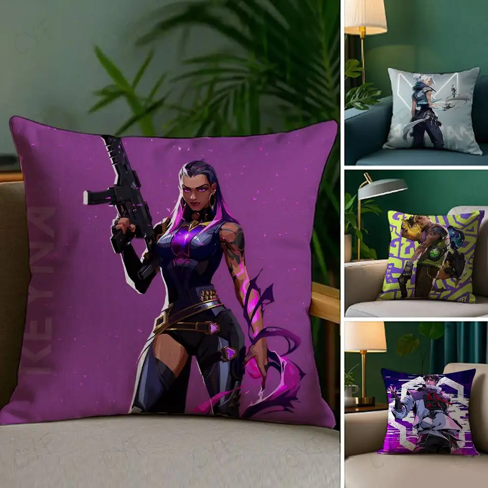 

Cool Anime Games V-Valorant Icons Pillow Case Custom Printed Brushed Fleece Pillow, Baby Skin-Touch, Eco-Friendly Dye-Sublimatio