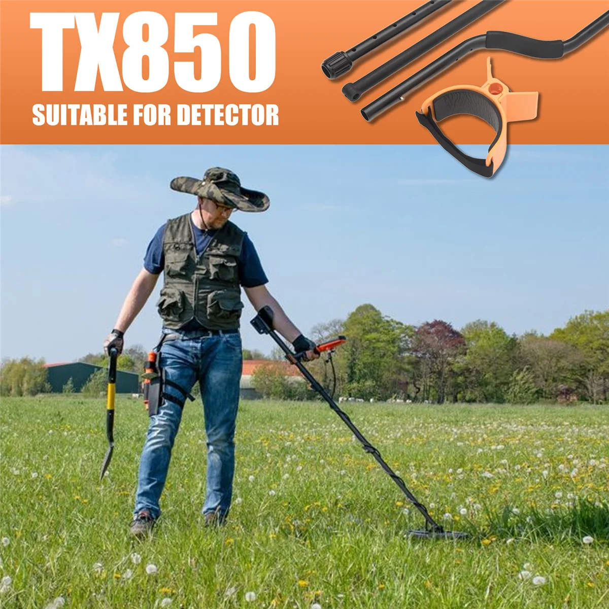 Detectoraccessoires voor TX850 Metaaldetector Gold Hunter Armsteun Et Rod Zonder bedieningseenheid en spoel HOT