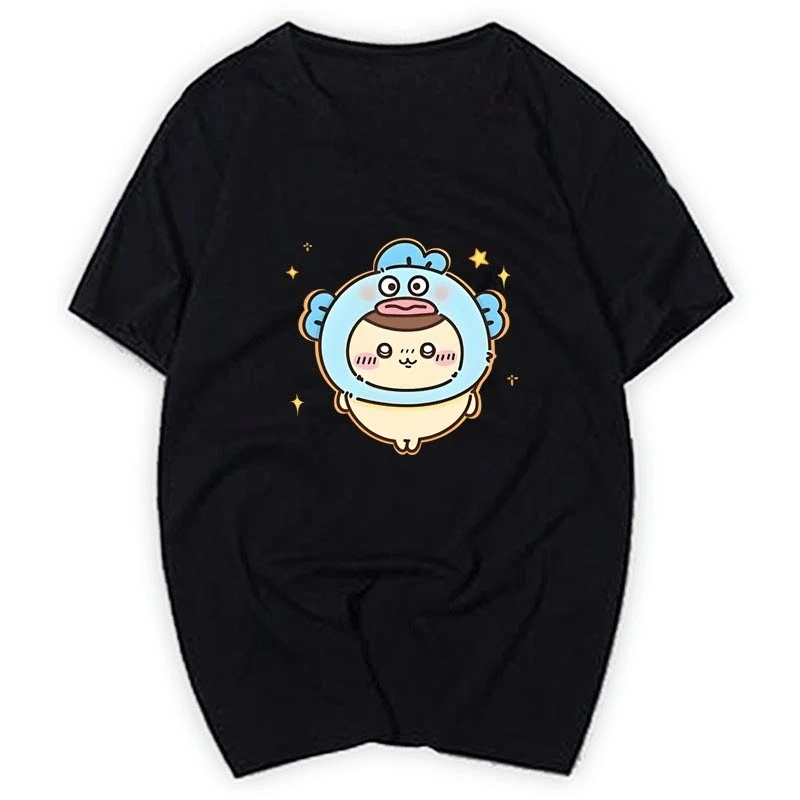 Chiikawa Japanese Cartoon‑Style Graphic T‑Shirt,  Summer Cotton Unisex Couple Casual Short‑Sleeve Streetwear Gift Daily Top