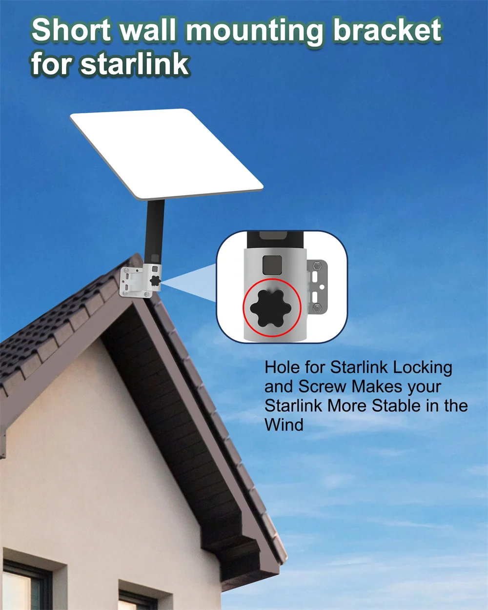 For Starlink v2 Satellite Internet Kit Wall Mount Starlink Ethernet Adaptor V2 Antenna Mounting Hole for Starlink Locking Screw