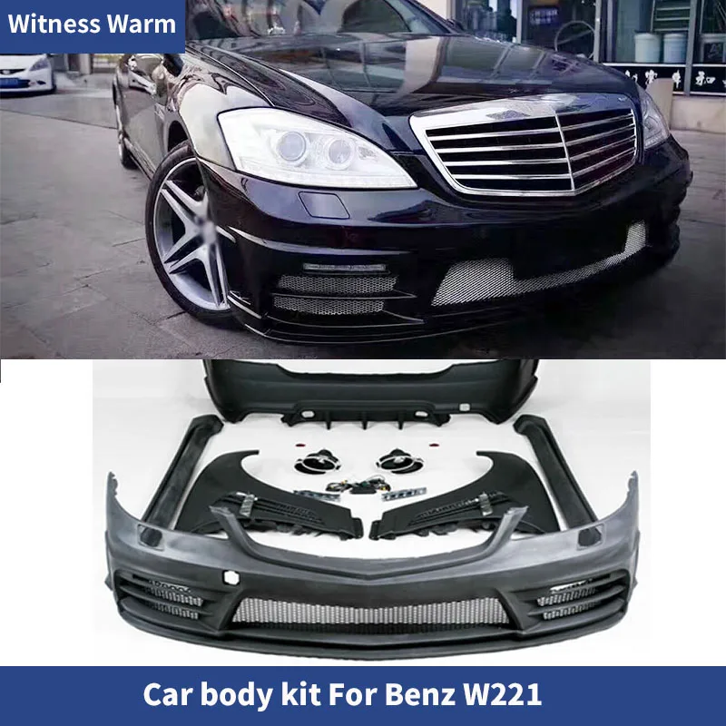 For W221 Car Body Kit FRP Front Rear Bumper Side Skirts Side fenders for Mercedes Benz W221 S600 S350 07-12