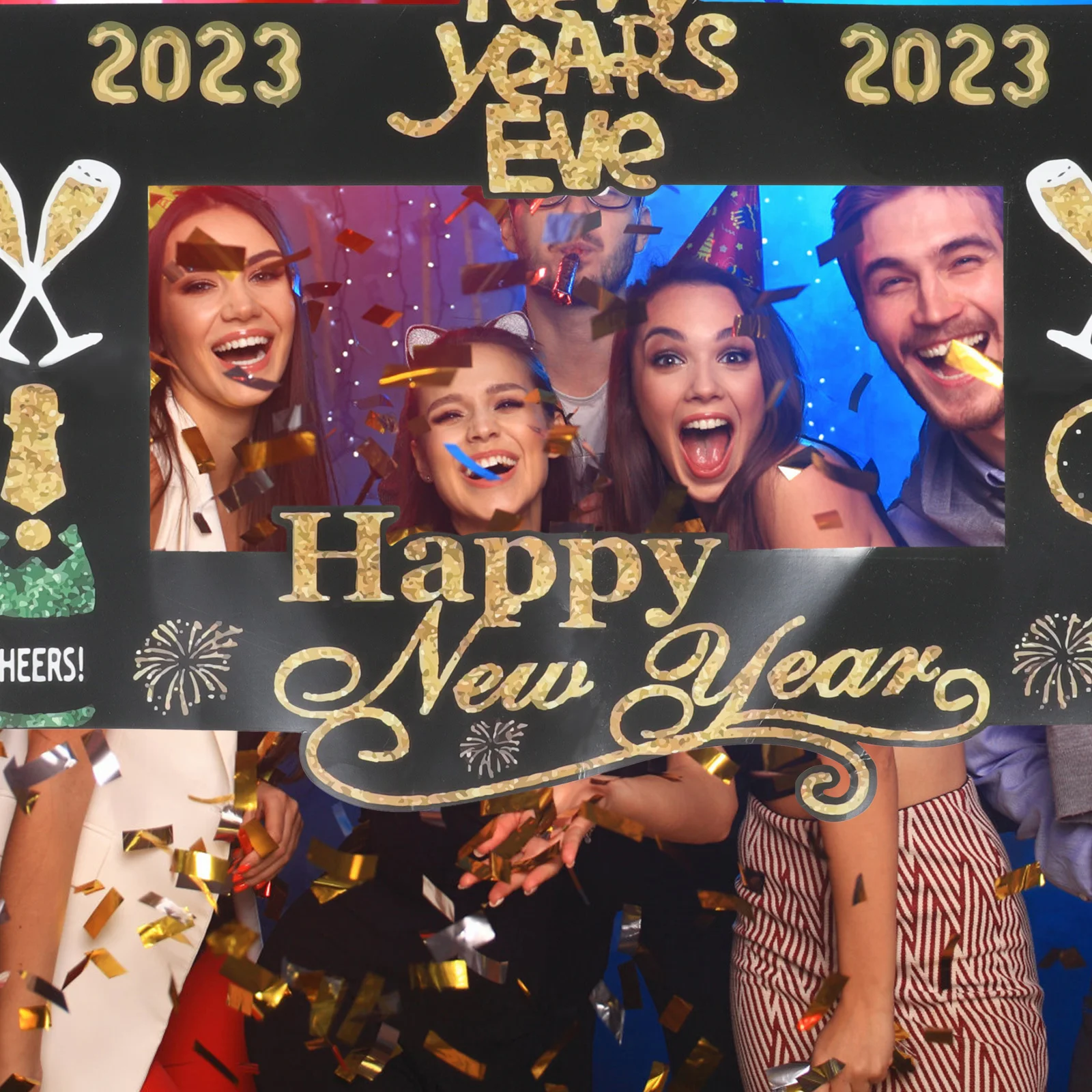 

New Year Photo Frame 2023 Hand-Held Photo Prop Holiday Party Supplies New Year Photography Accessory Party Supplies