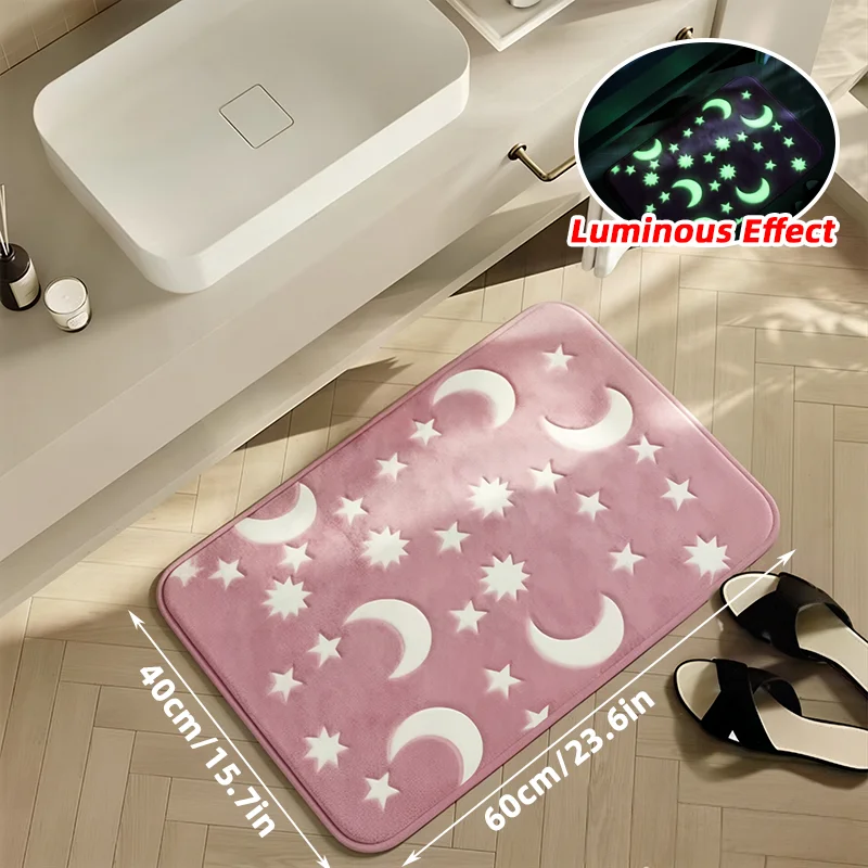 1Pc Luminous Multi-Size Carpet Suitable for Multiple Settings, with a Luminous Effect, Water-Absorbent Non-Slip Mat, Ultra-Soft Memory Foam Bath Mat, Bathroom Non-Slip Mat, Luminous Floor Mat, Quick-Drying Non-Slip Machine Washable Comfortable Standing Mat. Suitable for Living Room, Bedroom, Bathroom, Kitchen, Sink, Laundry Room, Office Area Carpets