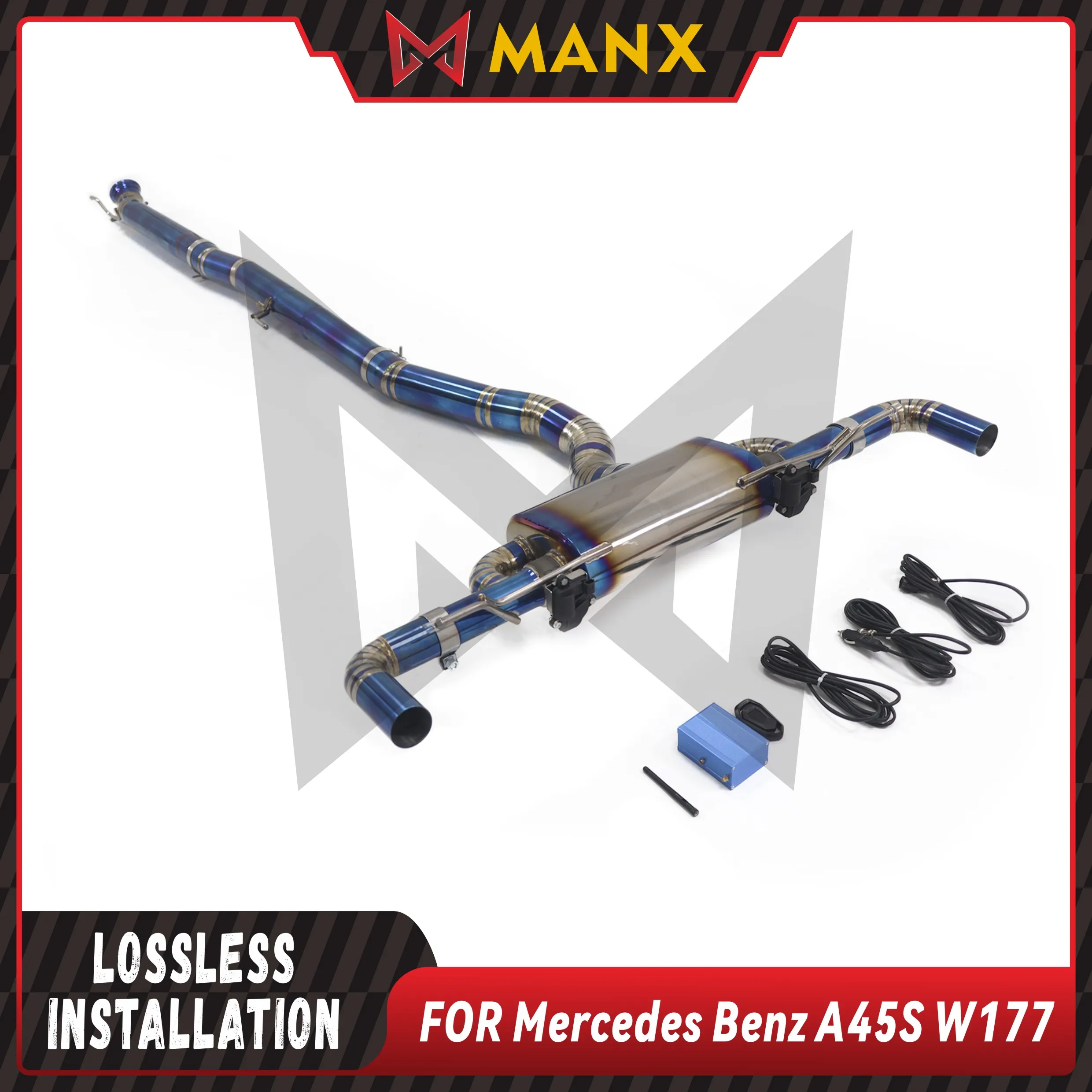 

MANX Ti сплав Catback подходит для Benz A45S W177 2.0T 2019 + эффективный глушитель выхлопной системы с клапаном установка без потерь