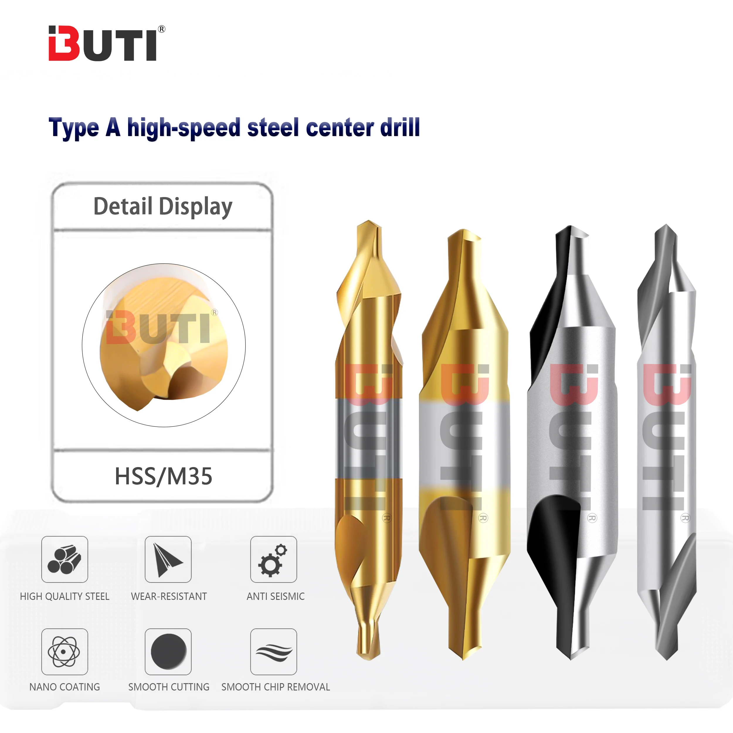 

A-type 60 Degreehigh Speed Steel Center Drills M35 Containing Cobalt Stainless Steel Spiral Double Headed Centering Drill Bits