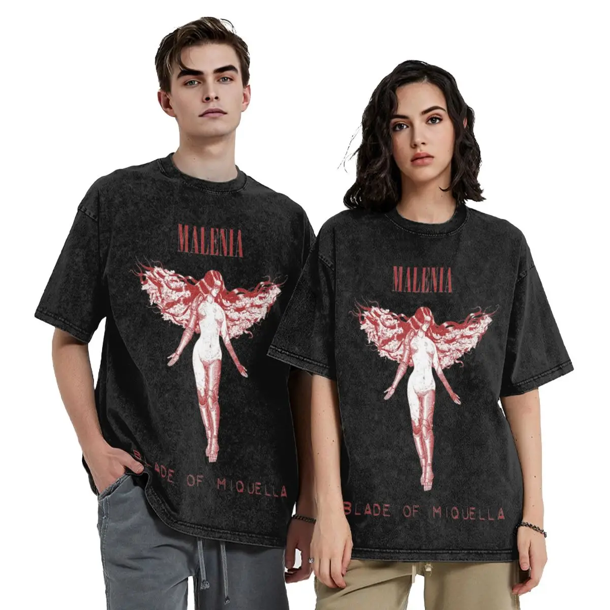 Malenia Blade Of Miquella Shirts Streetwear Men Women Angel Dark Souls Vintage Washed Tee Shirt Hiphop Streetwear