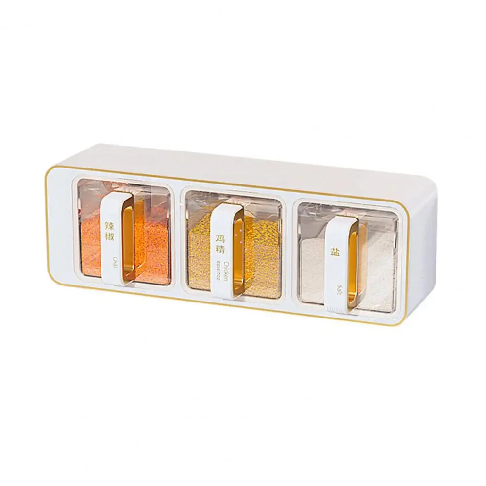 Spice Container Seasoning Box with Moisture Seal Wall Mounted Partitioned Spice Jar Space-saving Condiment Container for Kitchen