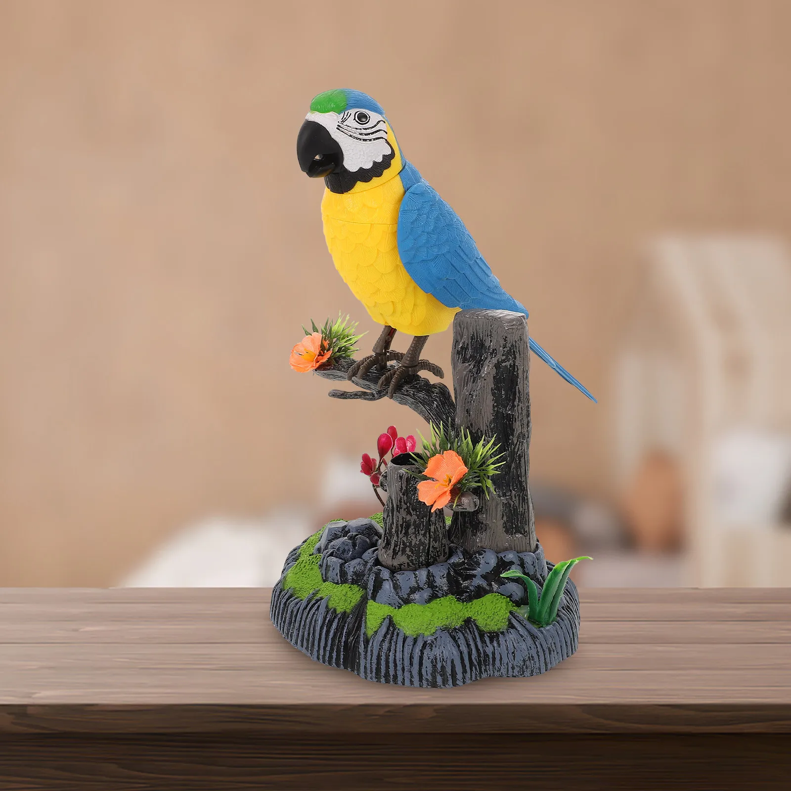Interactive Electric Bird Cage Simulation Parrot Flapping Wings Chirping Sensor Activated for Kids Room Home Decor