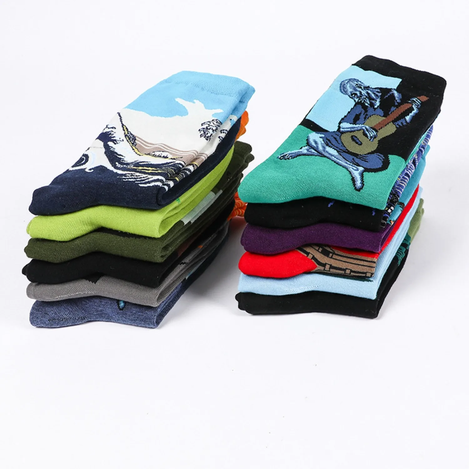 1/5Pairs Art Painting Crew Socks Men Women Famous Artwork Portrait Mid-Calf Socks Cotton Casual Novelty Fashion Socks Daily Wear