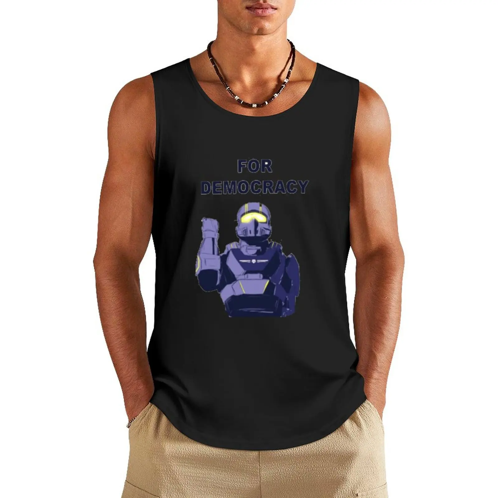 Helldivers characters fanart Tank Top sleeveless Men's t-shirts Men's gym articles summer Men's tops