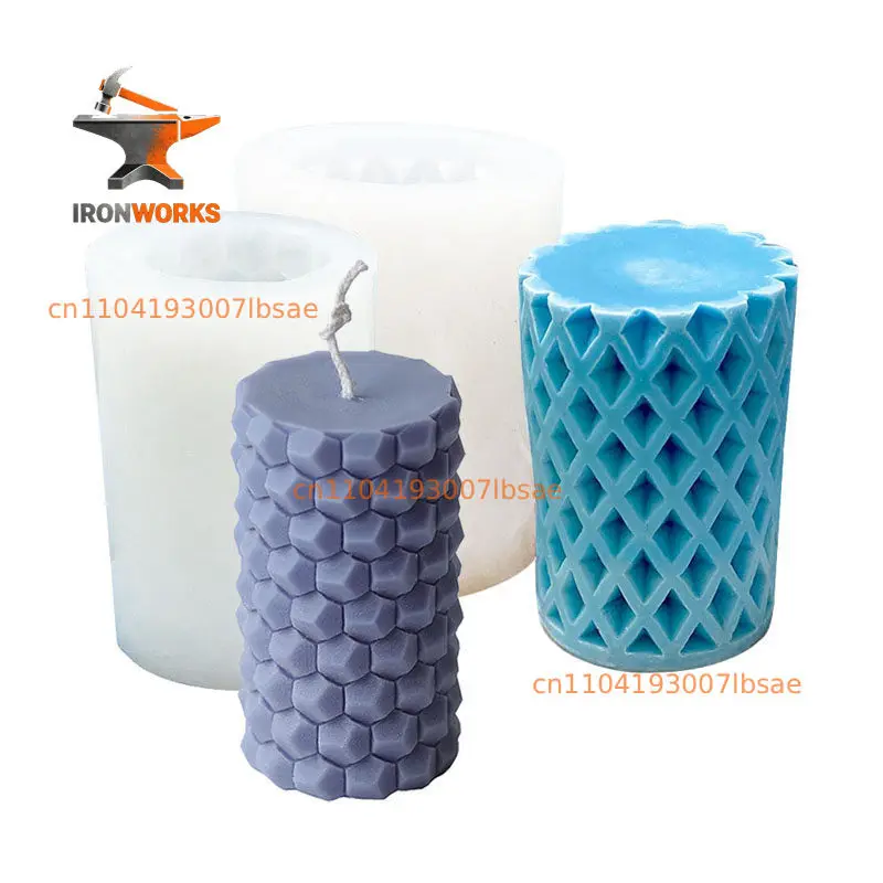 Handmade cylindrical honeycomb creative shape scented candle silicone mold 3D three-dimensional diffuser plaster