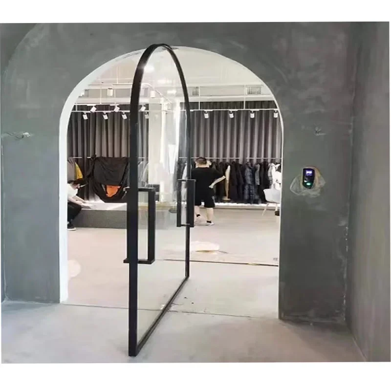 Hot sales customize entrance arched glass door aluminum pivot glass doors prices