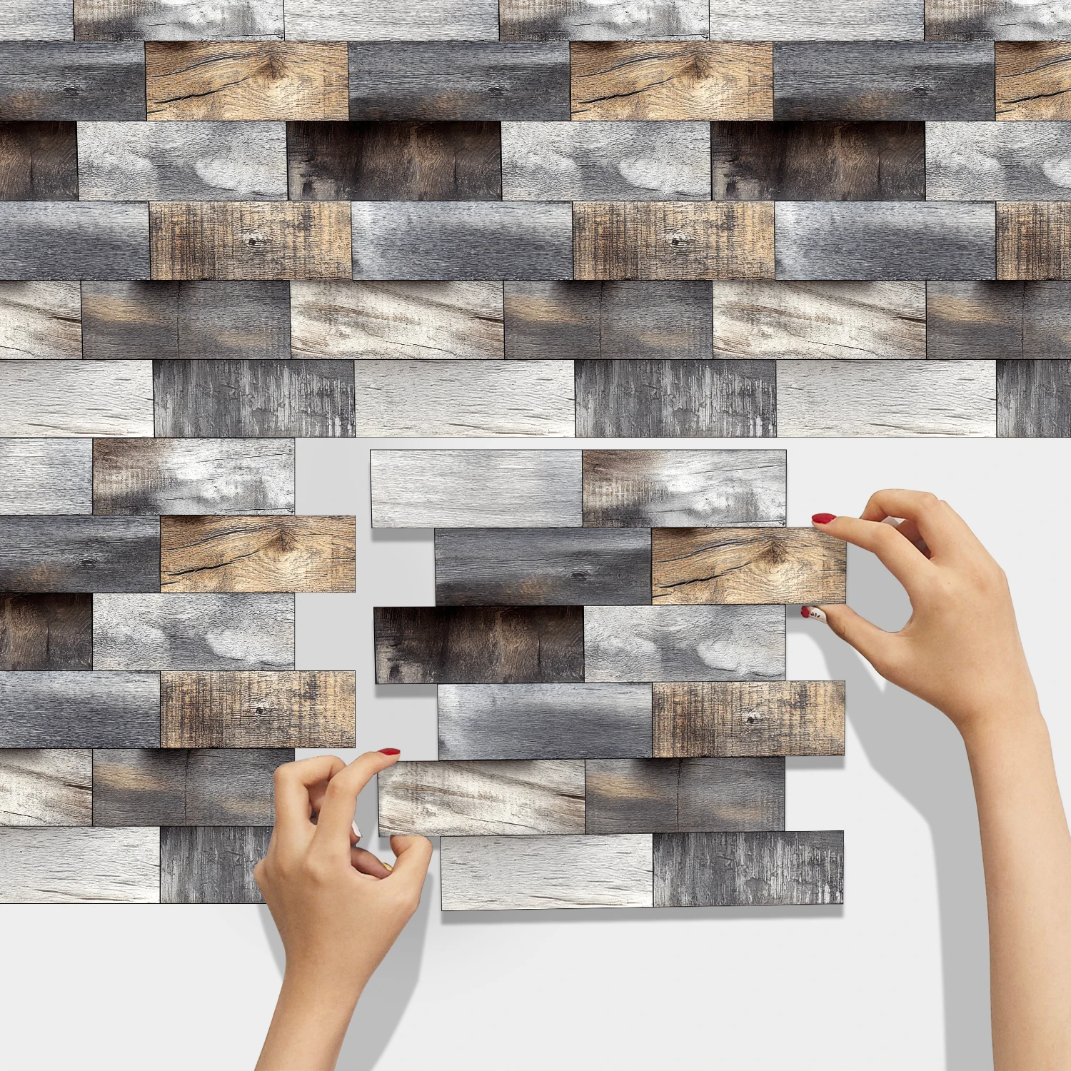 17 أنماط خاصة على شكل تنقش الخشب الحبوب ملصقات جدار النفط واقية المطبخ باكسبلاش الحمام مغسلة الفن جدارية الشارات