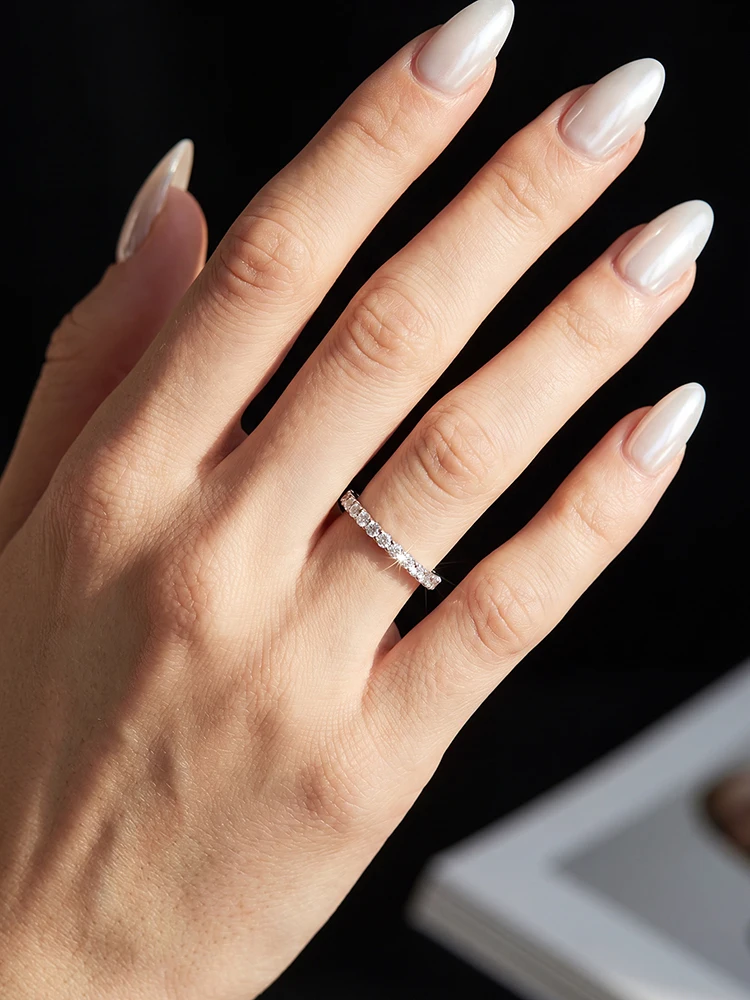 Echte Moissanit-Diamant-Solitär-Ringe, stapelbar, für Damen, Hochzeitsringe, Jubiläumsringe, luxuriöser, hochwertiger, personalisierter Schmuck. – Detail 3