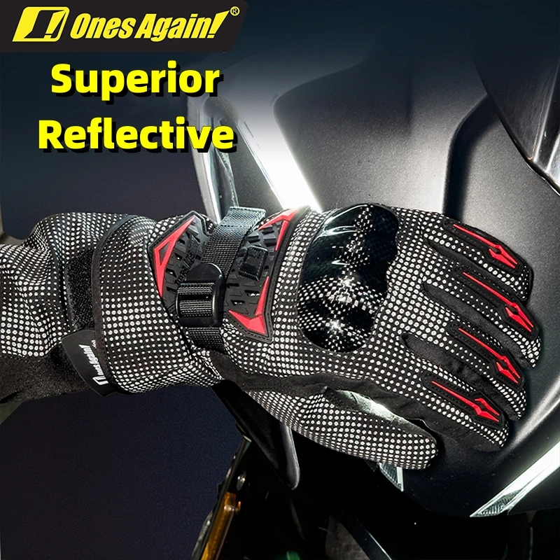 Ones Again Winter Motorcycle Gloves Reflective Waterproof Thermal Soft Lined Touchscreen Ski Riding Gear Men